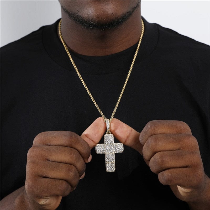 VVS Jewelry Fully Iced Ascher Cut Cross Pendant - Image 8