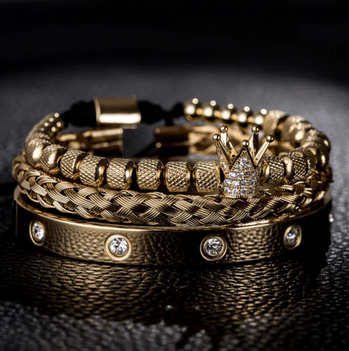 VVS Jewelry Fit For a King 3pc Gold Bangle Set - Image 2