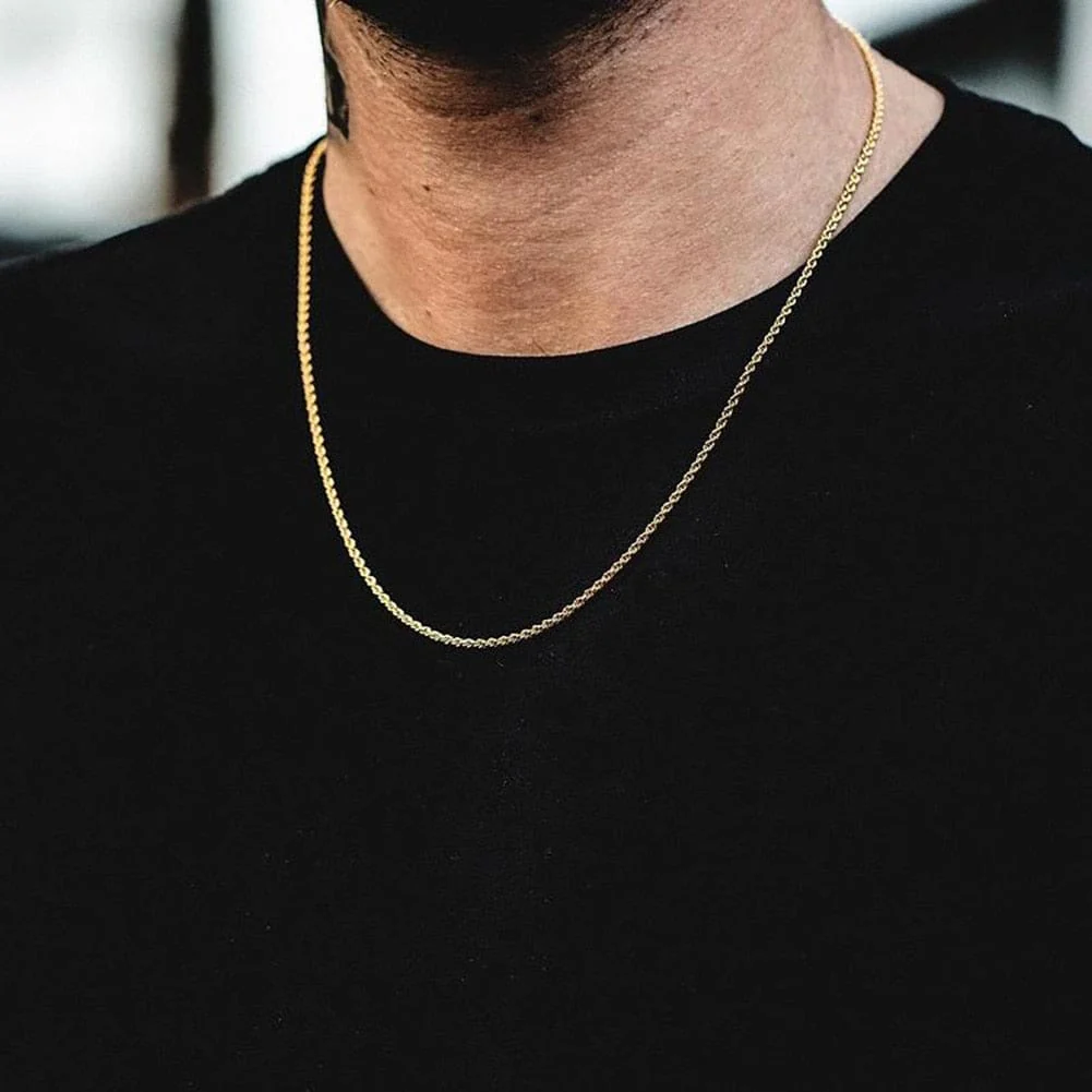 VVS Jewelry Gold/Silver Stainless Steel Rope Chain + FREE Rope Bracelet - Image 7