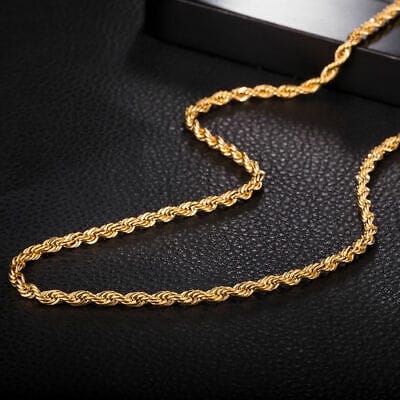 VVS Jewelry Gold/Silver Stainless Steel Rope Chain + FREE Rope Bracelet - Image 8