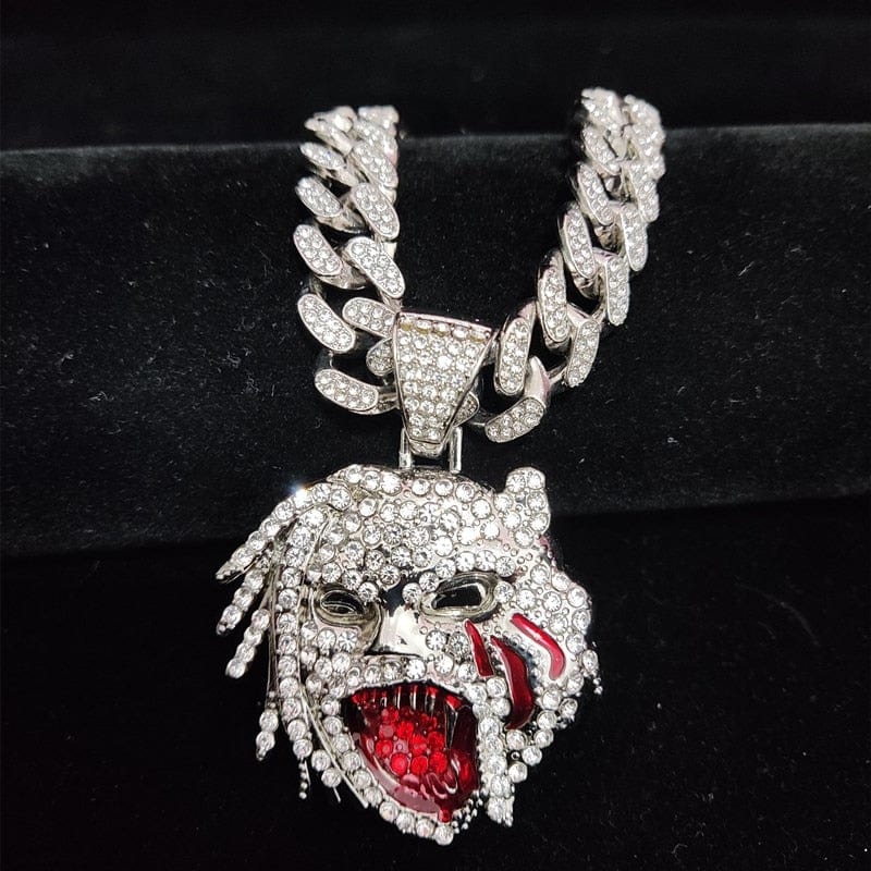 VVS Jewelry Grizzley Half Tee Half Beast Iced out Cuban Pendant Chain - Image 14