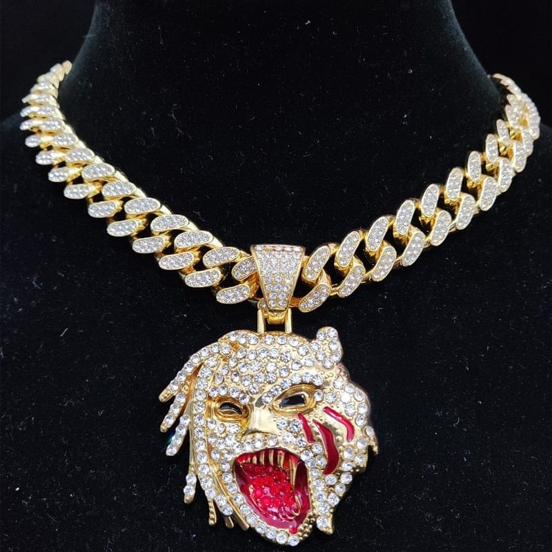 VVS Jewelry Grizzley Half Tee Half Beast Iced out Cuban Pendant Chain - Image 2