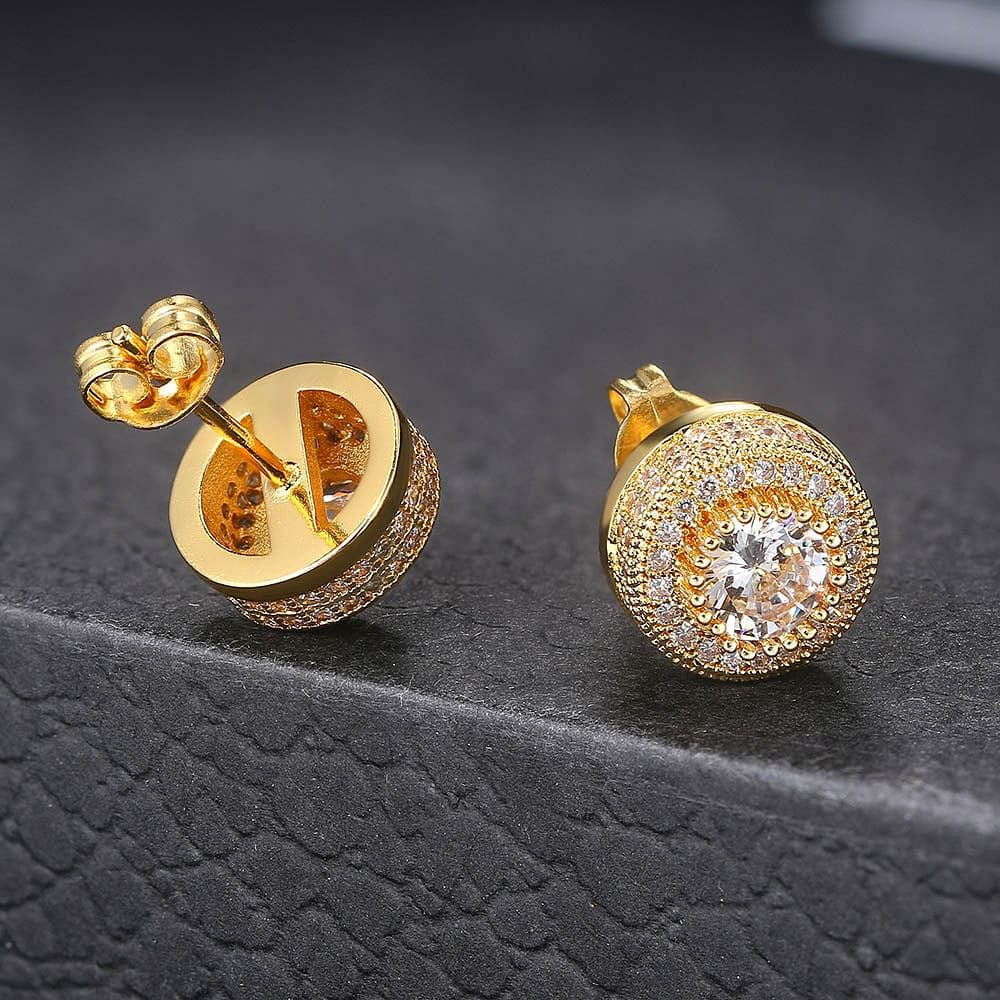 VVS Jewelry Iced Button Stud Earrings - Image 2