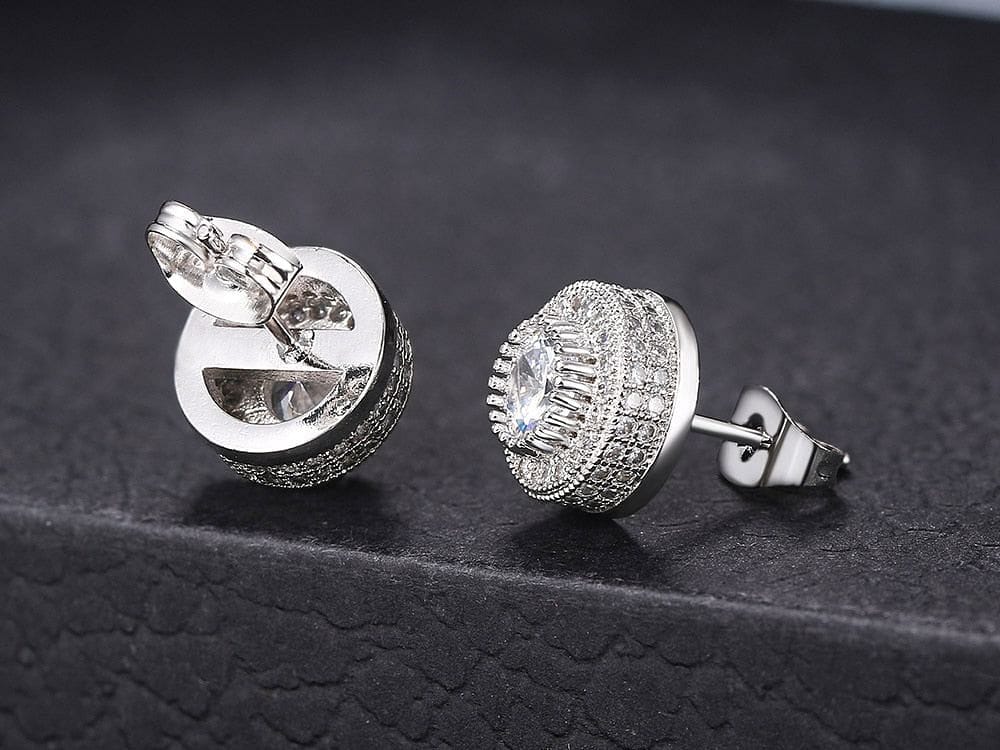 VVS Jewelry Iced Button Stud Earrings - Image 3