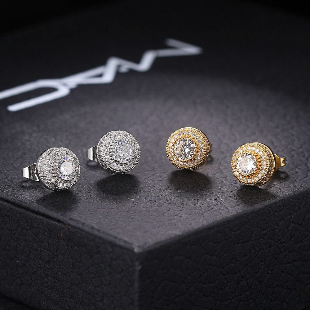 VVS Jewelry Iced Button Stud Earrings - Image 4
