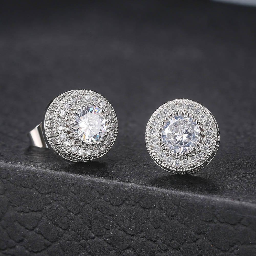 VVS Jewelry Iced Button Stud Earrings - Image 5