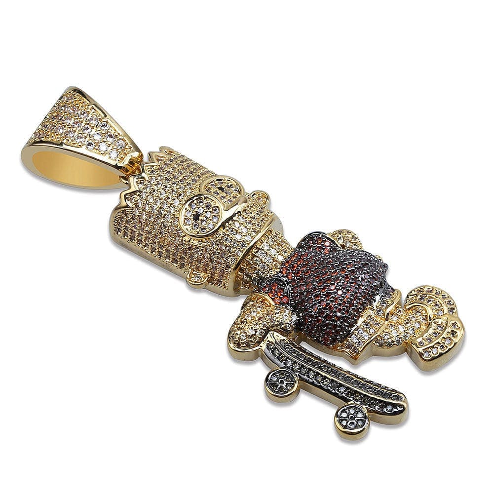 VVS Jewelry Iced Out Bart Simpson Skateboard Pendant Chain - Image 6