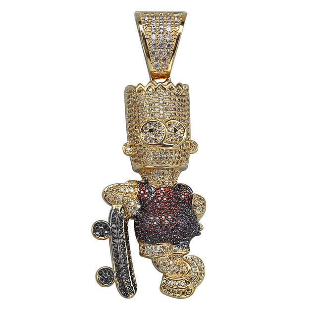 VVS Jewelry Iced Out Bart Simpson Skateboard Pendant Chain - Image 7