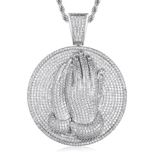 VVS Jewelry Micro Pave Circle Praying Hands - Image 12