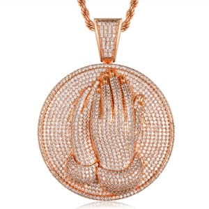 VVS Jewelry Micro Pave Circle Praying Hands - Image 14