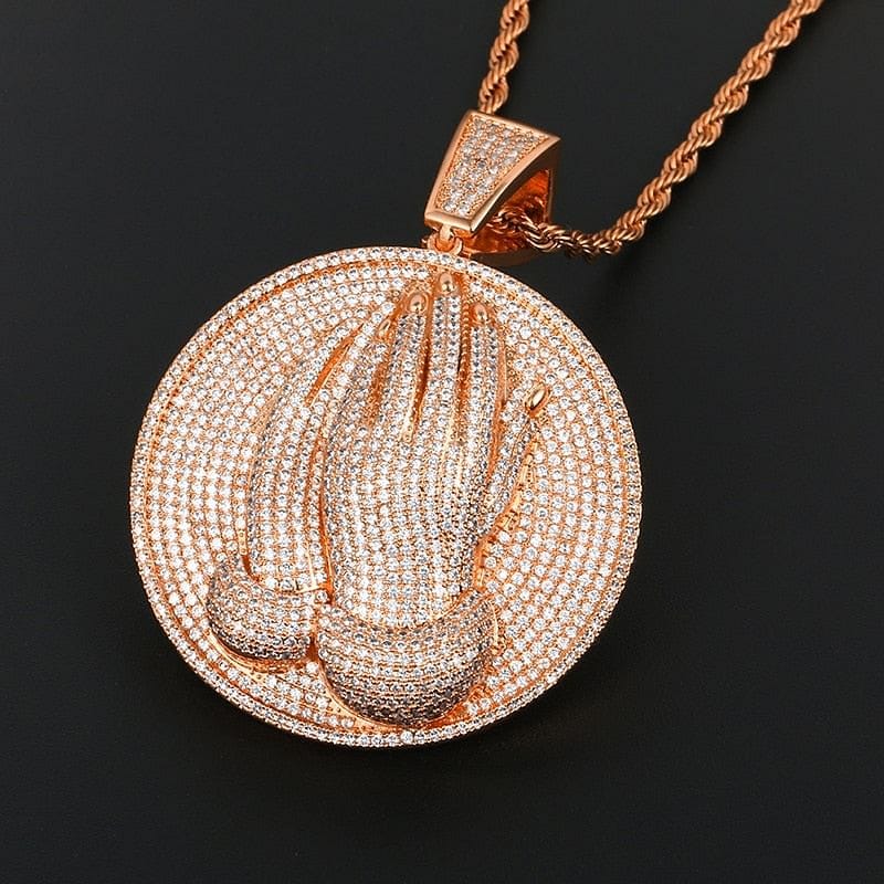 VVS Jewelry Micro Pave Circle Praying Hands - Image 16