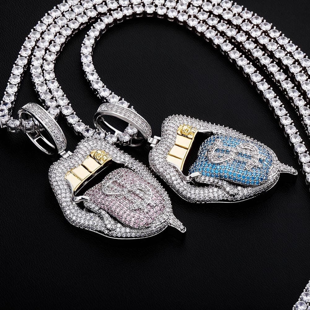 VVS Jewelry $$$ Micropaved Lip Pendant Necklace - Image 6