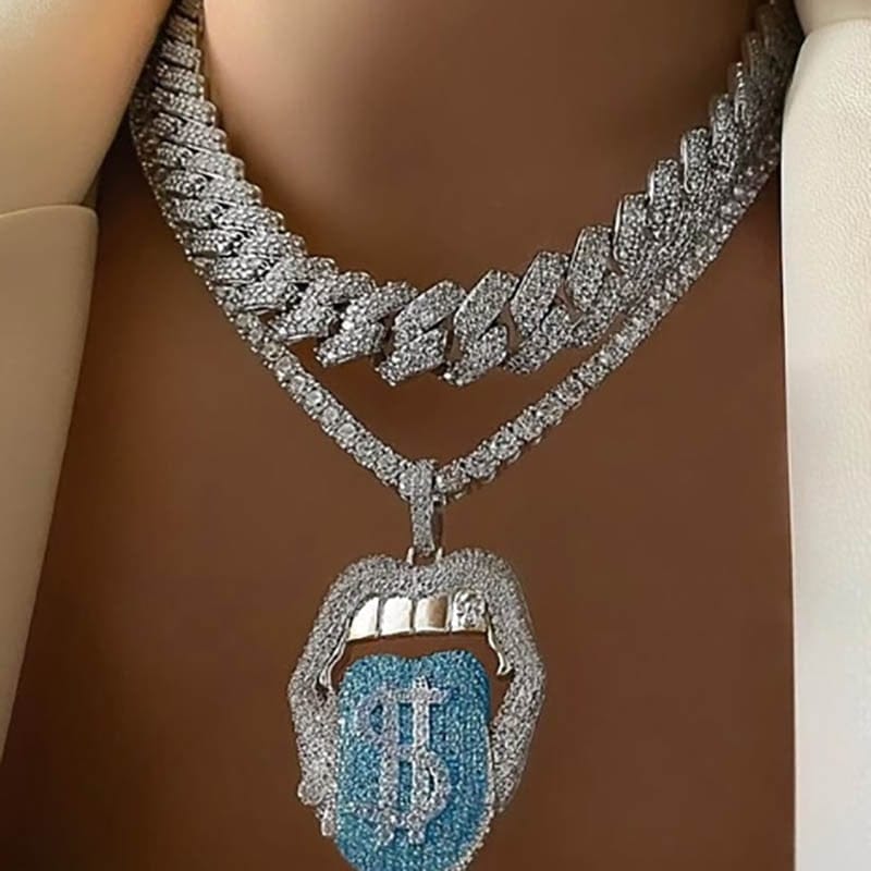 VVS Jewelry $$$ Micropaved Lip Pendant Necklace - Image 8
