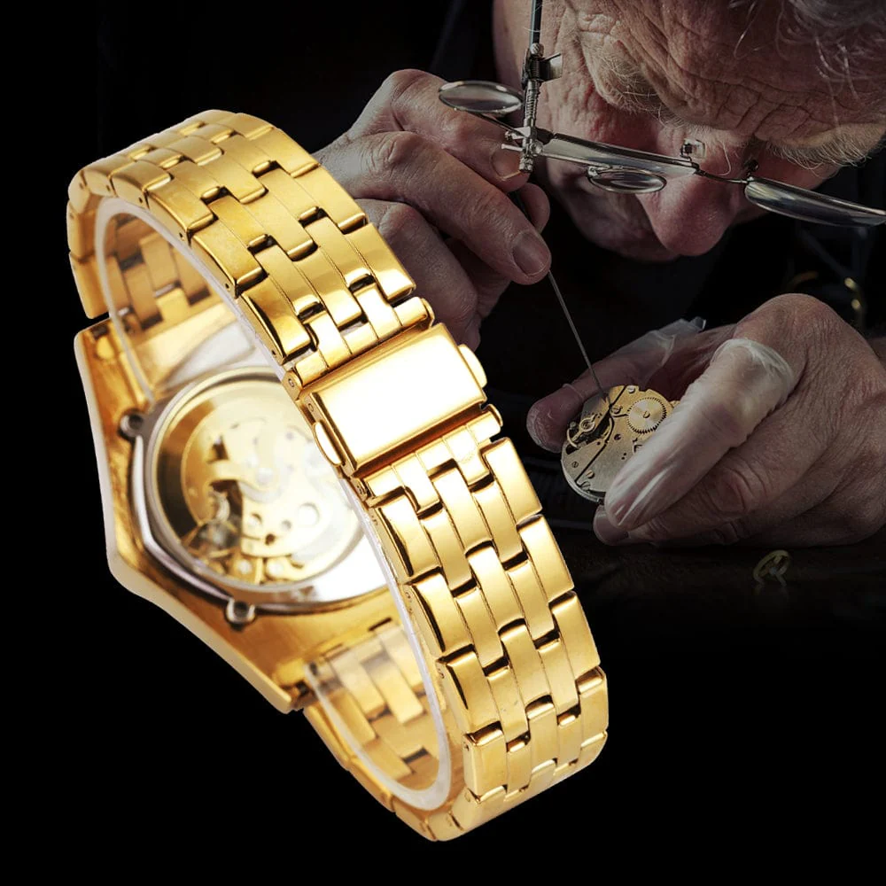 VVS Jewelry Military Triangle Skeleton Mechanical Watch - Image 7