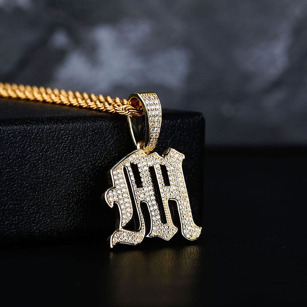 VVS Jewelry Old English Initial Pendant Necklace - Image 13