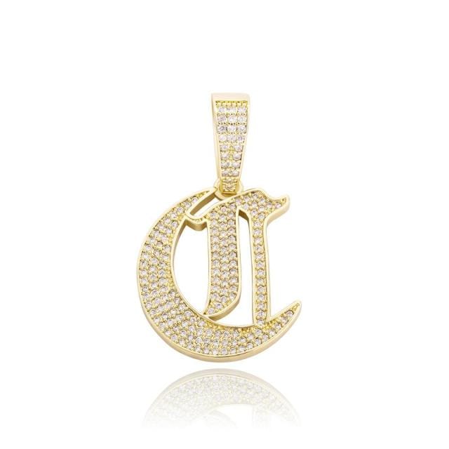 VVS Jewelry Old English Initial Pendant Necklace - Image 17