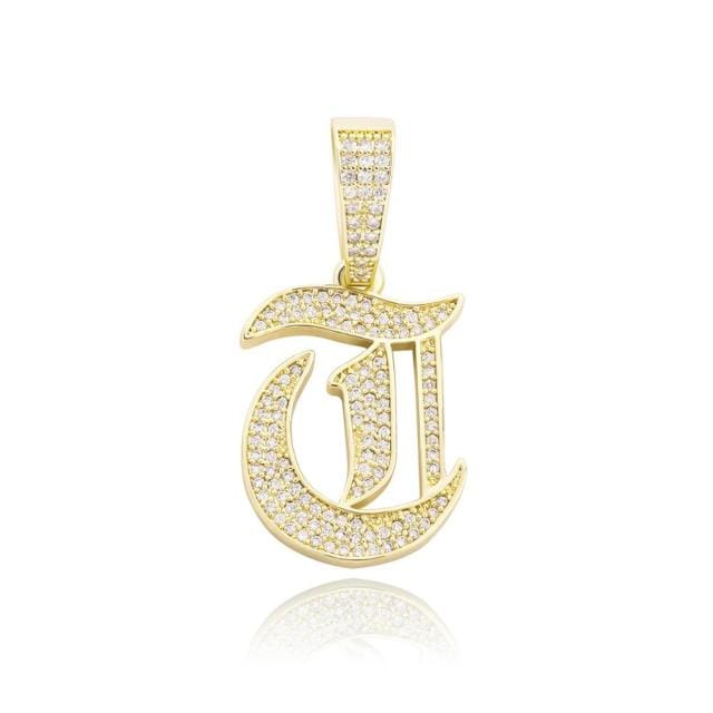 VVS Jewelry Old English Initial Pendant Necklace - Image 35