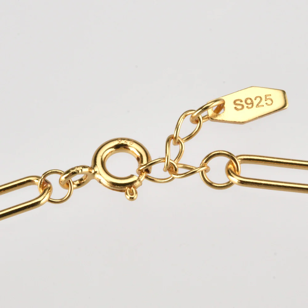 VVS Jewelry Paperclip Link Chain Necklace - .925 Sterling Silver & 18k Gold - Image 8