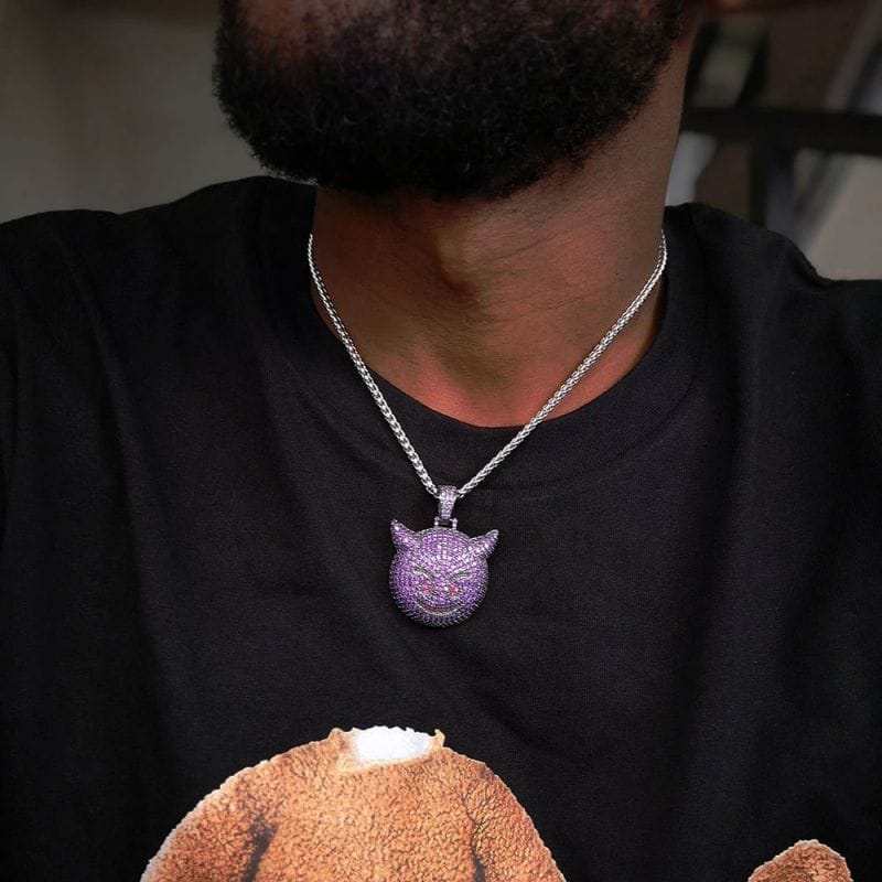VVS Jewerly Iced Purple Devil Emoji Necklace - Image 4