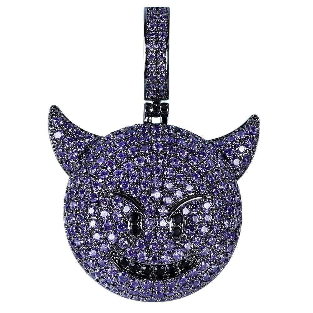 VVS Jewerly Iced Purple Devil Emoji Necklace - Image 5