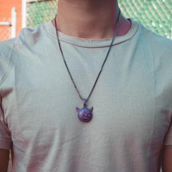 VVS Jewerly Iced Purple Devil Emoji Necklace - Image 6