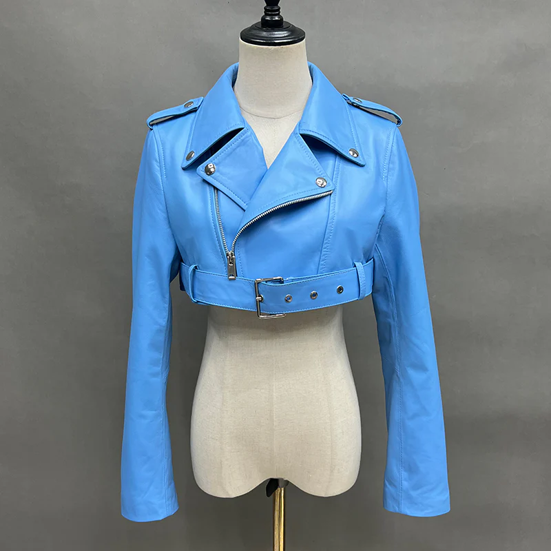 VVS Kate Sheep Leather Cropped Bomber Jacket - Image 3