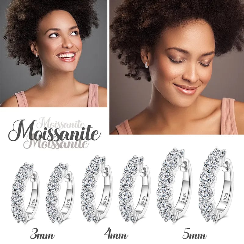 S925 VVS Moissanite Diamond Huggie CC Hoop Earrings - Image 3