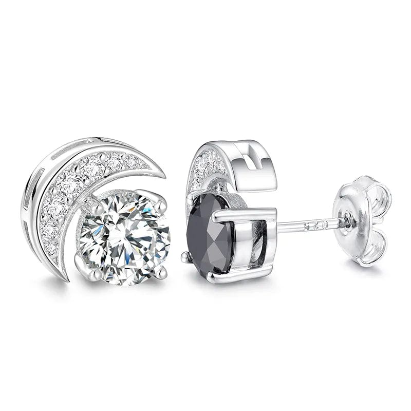 VVS Moissanite Moon S925 Silver Stud Earrings - Image 4