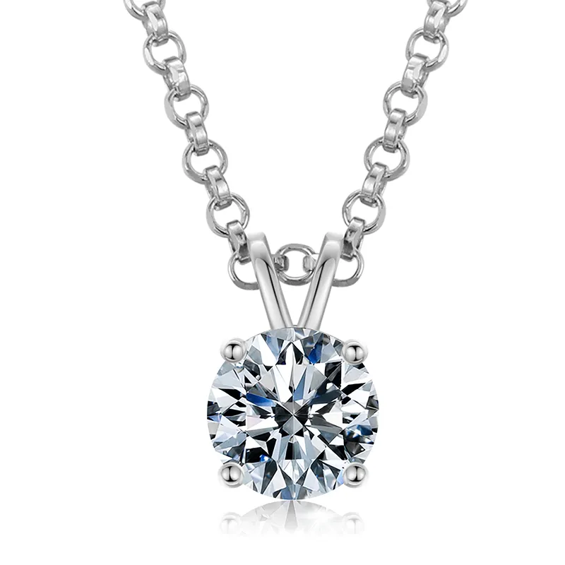 VVS 925 Sterling Silver Moissanite Solitaire Pendant Necklace - Image 16