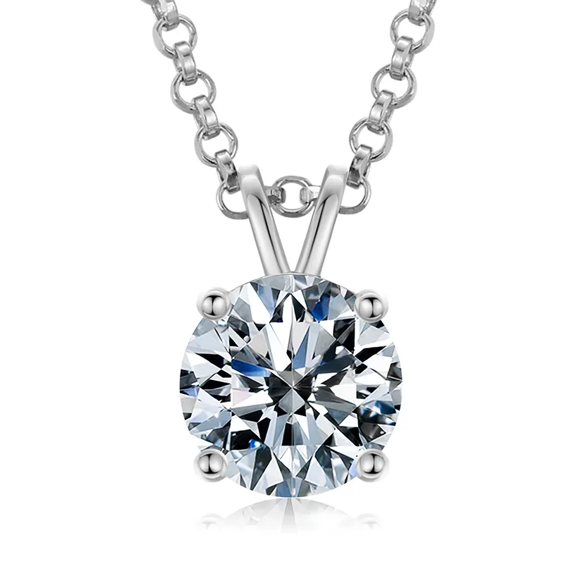 VVS 925 Sterling Silver Moissanite Solitaire Pendant Necklace - Image 23