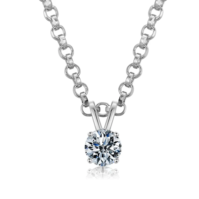 VVS 925 Sterling Silver Moissanite Solitaire Pendant Necklace - Image 29