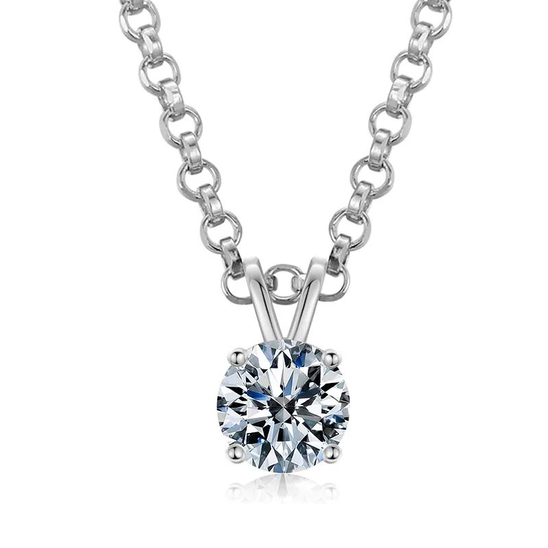 VVS 925 Sterling Silver Moissanite Solitaire Pendant Necklace - Image 30