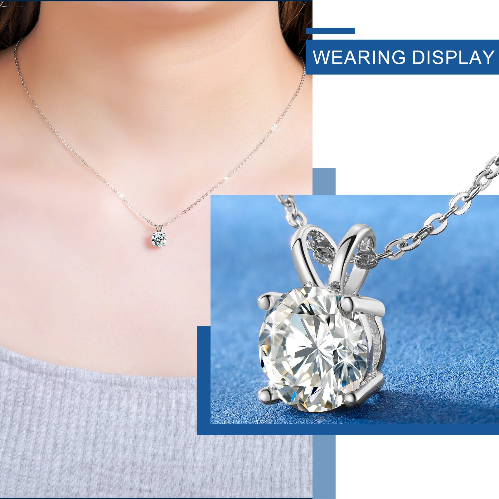 VVS 925 Sterling Silver Moissanite Solitaire Pendant Necklace - Image 33