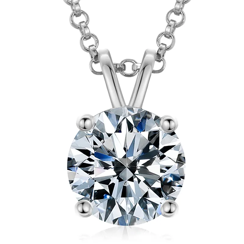 VVS 925 Sterling Silver Moissanite Solitaire Pendant Necklace - Image 7