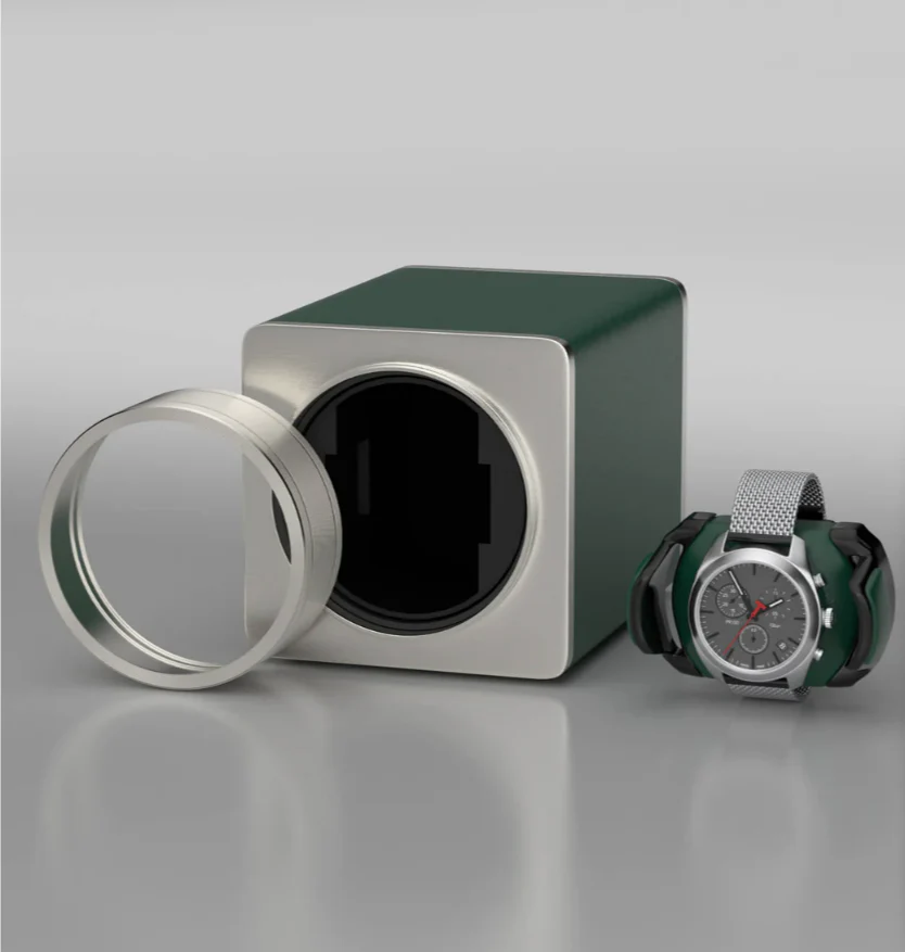 Watch Winder Single Box β Quiet Mabuchi Motor, Stackable Vegan Leather Case for Travel β Hulk Green