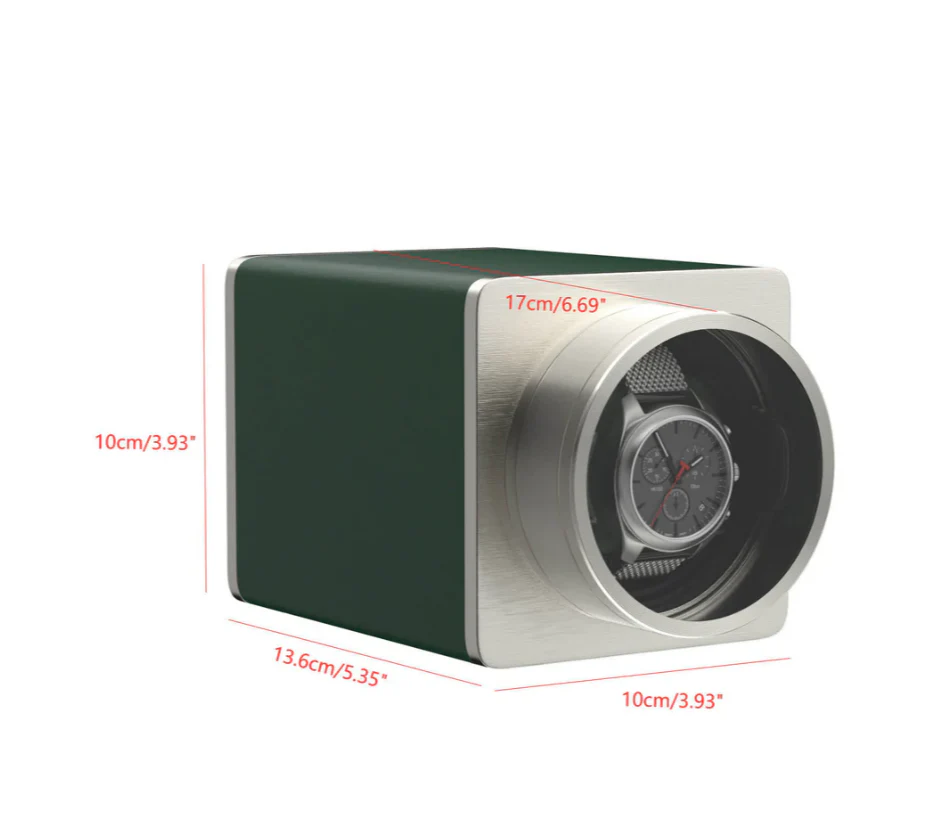 Watch Winder Single Box β Quiet Mabuchi Motor, Stackable Vegan Leather Case for Travel β Hulk Green - Image 4