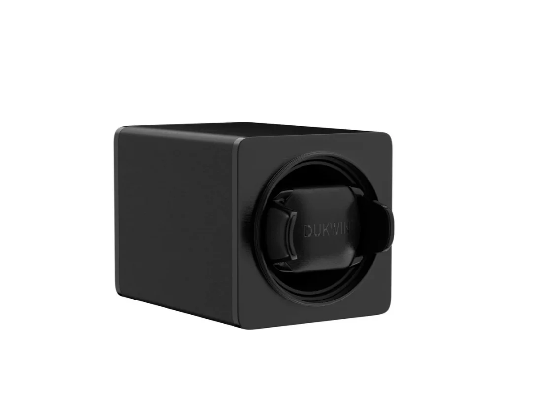Watch Winder Single Box – Quiet Mabuchi Motor, Stackable Vegan Leather Case for Travel – Midnight Black - Image 4