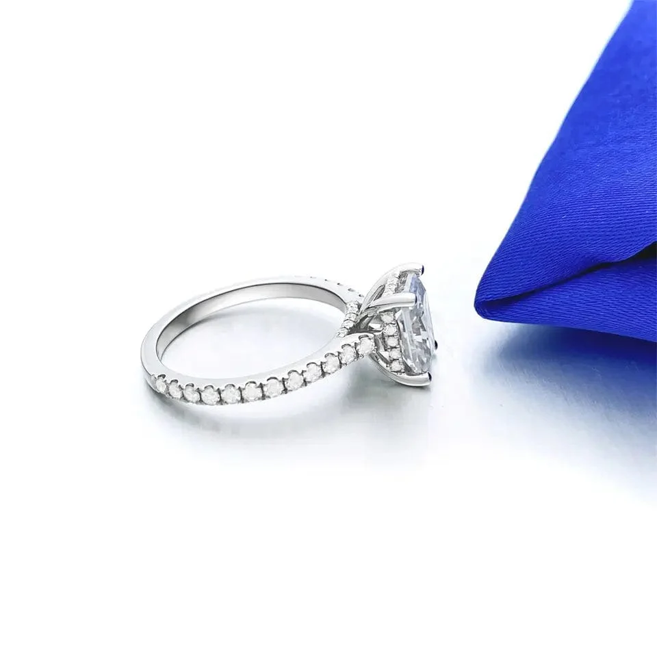 White Gold Square Radiant Cut 5CT Moissanite Engagement Ring - Image 4