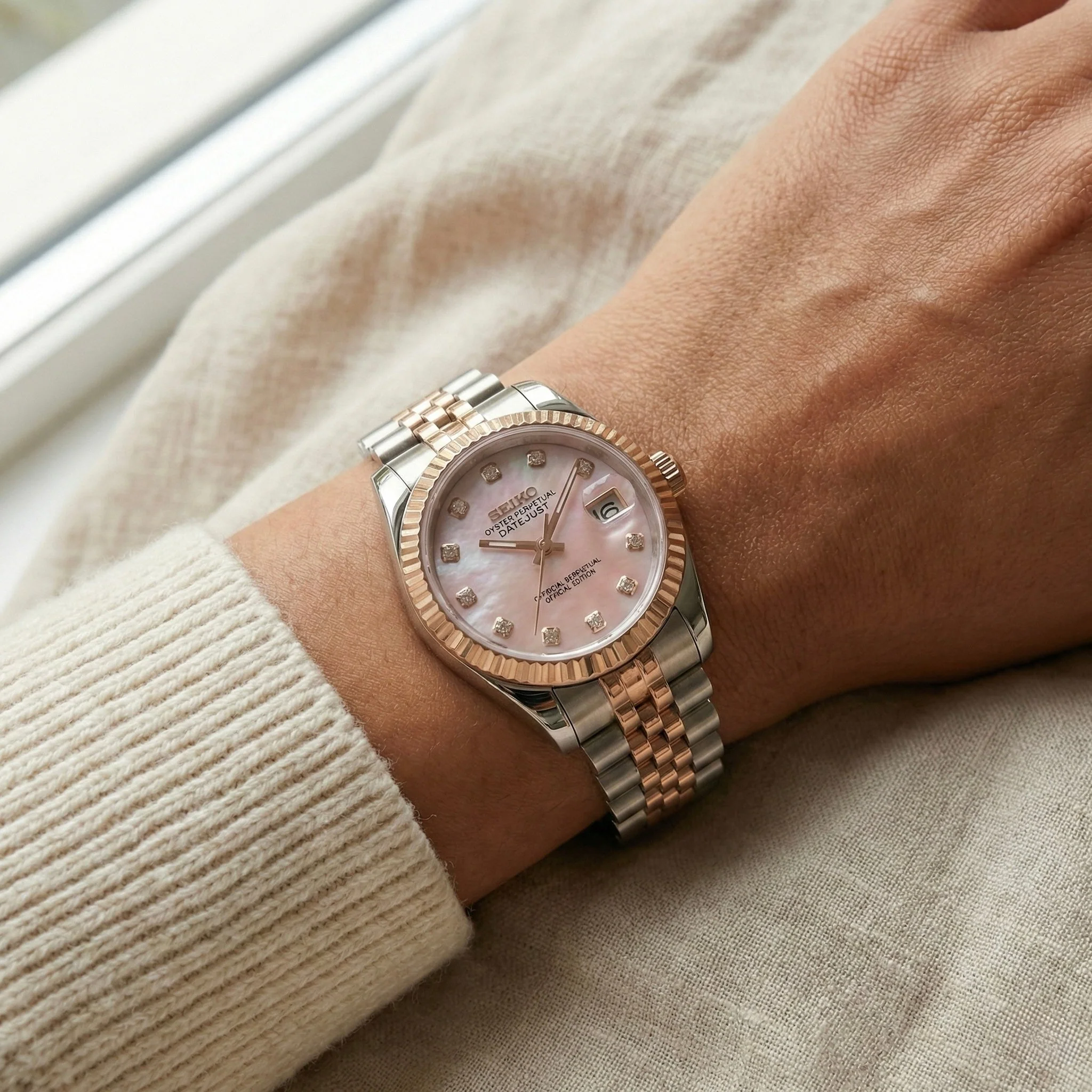 Seiko Mod Datejust | Baby Pink - Image 4