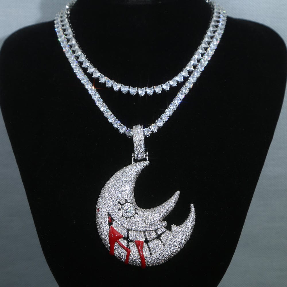XL Iced Out Blood Moon Hip Hop Pendant Necklace - Image 11