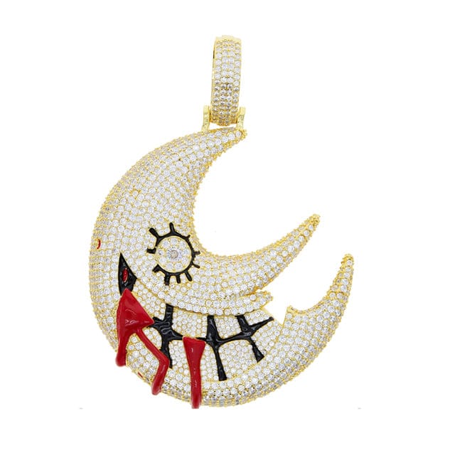 XL Iced Out Blood Moon Hip Hop Pendant Necklace - Image 7
