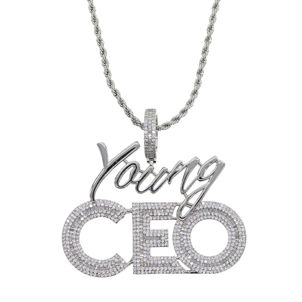 Young CEO Two Tone Iced Pendant Necklace
