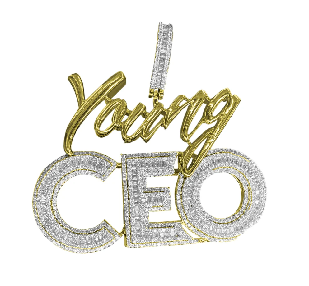Young CEO Two Tone Iced Pendant Necklace - Image 12