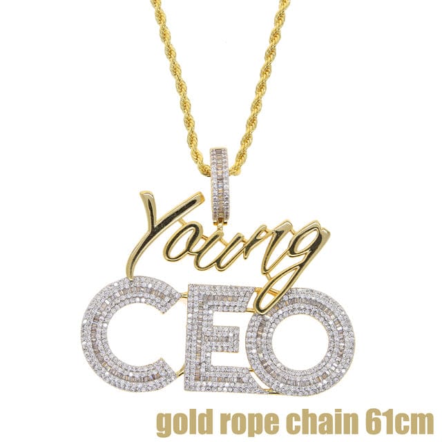 Young CEO Two Tone Iced Pendant Necklace - Image 18