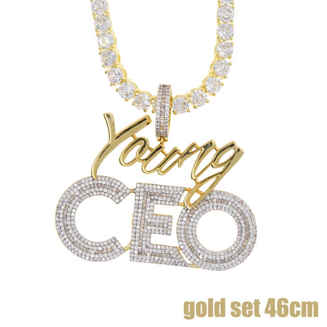 Young CEO Two Tone Iced Pendant Necklace - Image 21