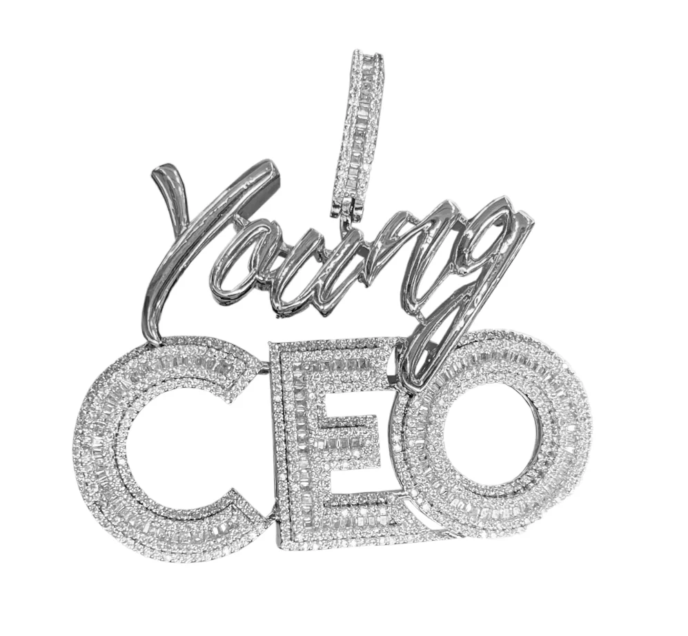 Young CEO Two Tone Iced Pendant Necklace - Image 3