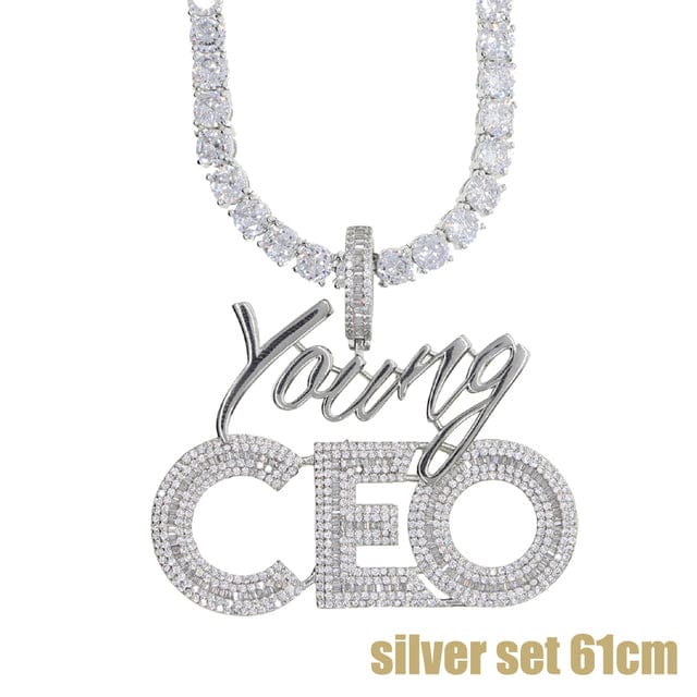Young CEO Two Tone Iced Pendant Necklace - Image 4