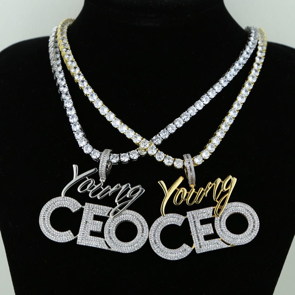 Young CEO Two Tone Iced Pendant Necklace - Image 5