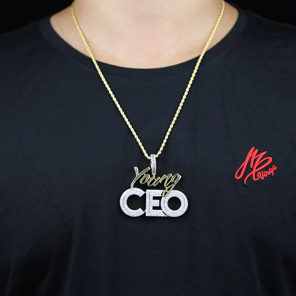 Young CEO Two Tone Iced Pendant Necklace - Image 7