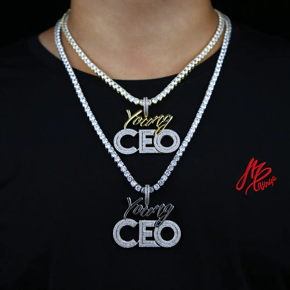 Young CEO Two Tone Iced Pendant Necklace - Image 8
